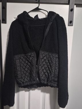 Spyder Black Quilted Sherpa Hooded Jacket